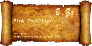 Bink Zsüliet névjegykártya